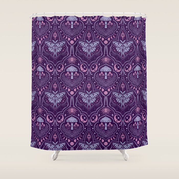 Celestial Forest Damask - Violet Shower Curtain Gallery Image 1