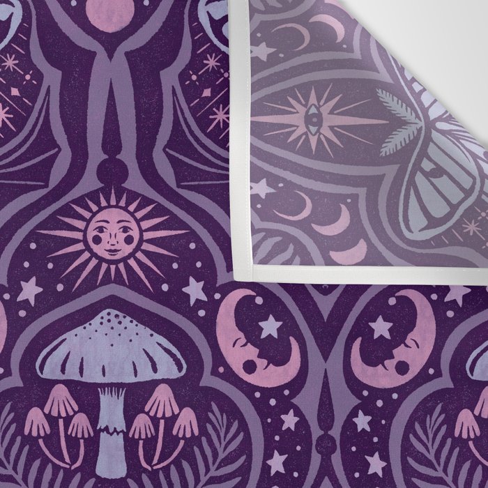 Celestial Forest Damask - Violet Wall Tapestry Gallery Image 3