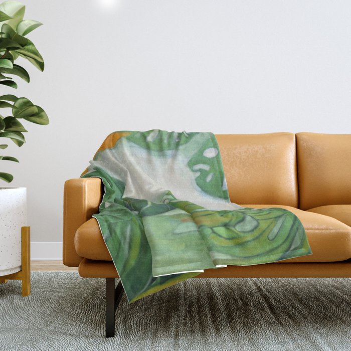 Green Abstract Plants Throw Blanket Gallery Image 1