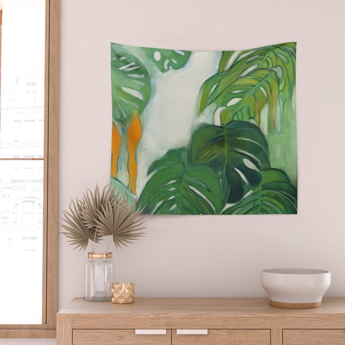 Green Abstract Plants Wall Tapestry Gallery Image 2