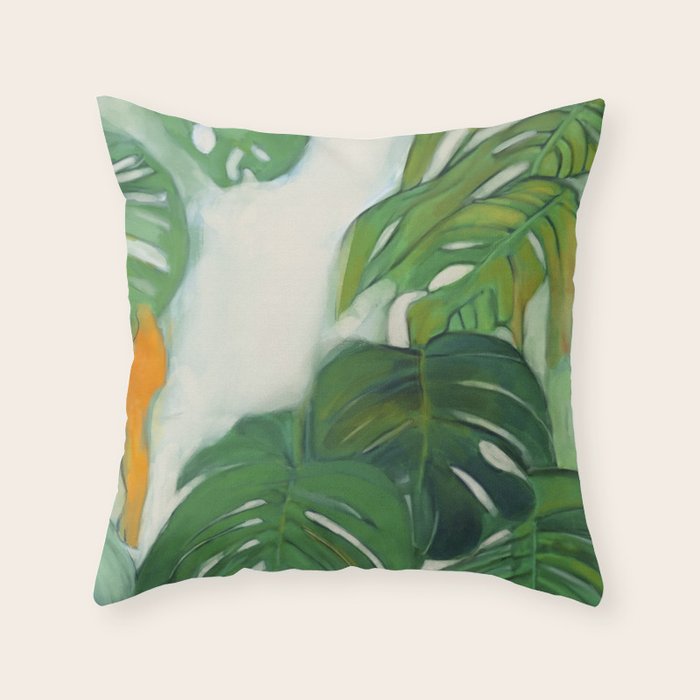 Green Abstract Plants Throw Pillow Gallery Image 1