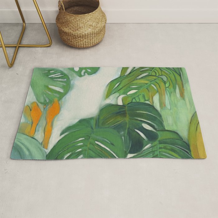 Green Abstract Plants Rug Gallery Image 1