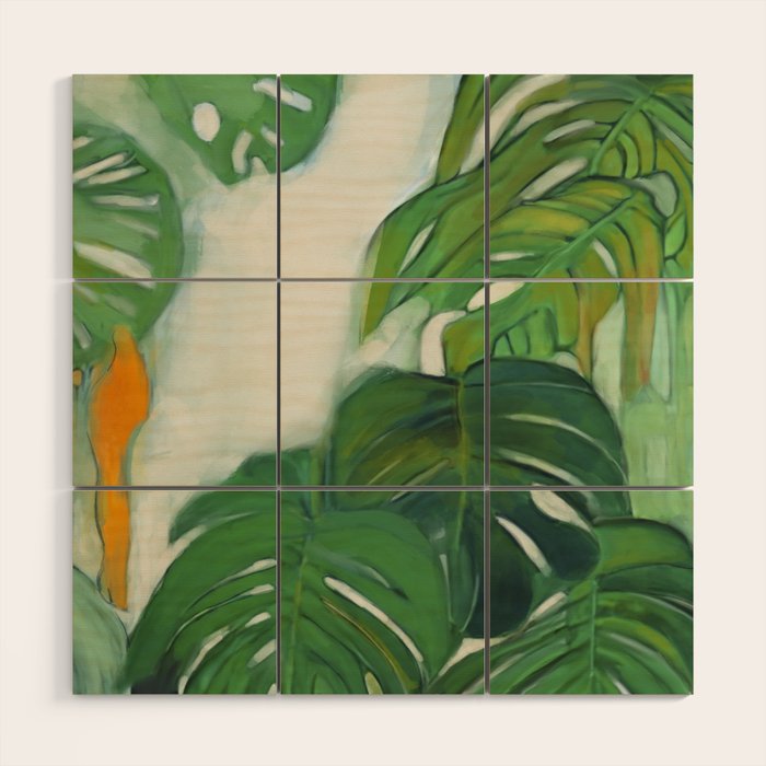 Green Abstract Plants Wood Wall Art Gallery Image 1