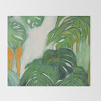 Green Abstract Plants Throw Blanket Gallery Image 2