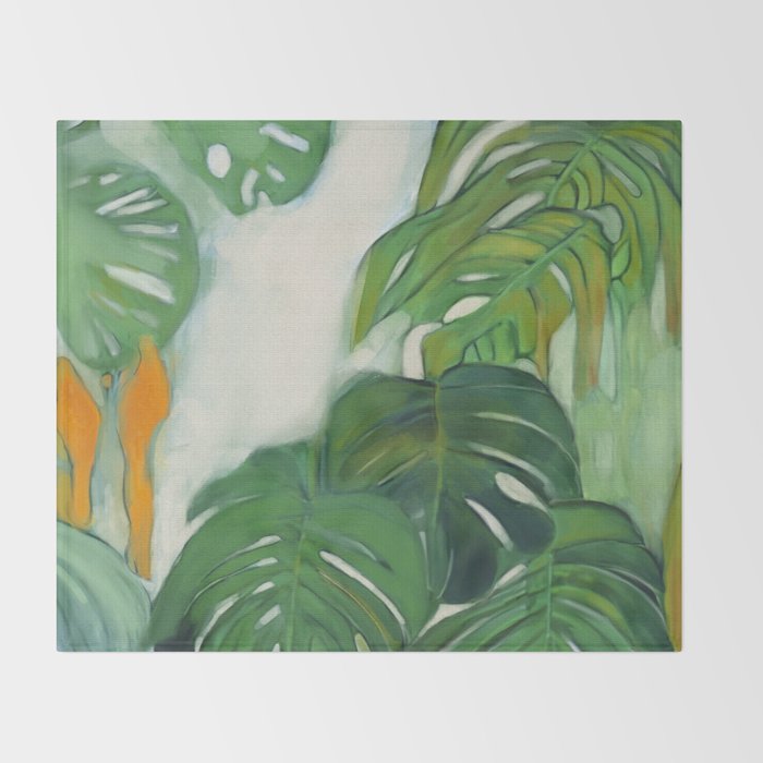 Green Abstract Plants Throw Blanket Gallery Image 2