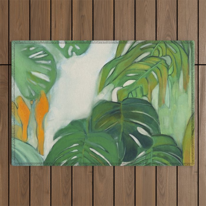 Green Abstract Plants Outdoor Rug Gallery Image 1