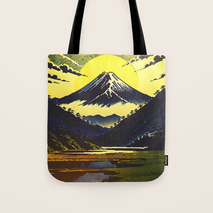 Prayer - A Contemporary Ukiyo-e Nature Landscape Tote Bag Gallery Image 1