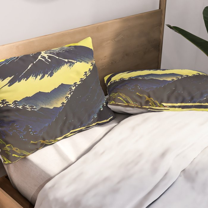 Prayer - A Contemporary Ukiyo-e Nature Landscape Pillow Sham Gallery Image 2