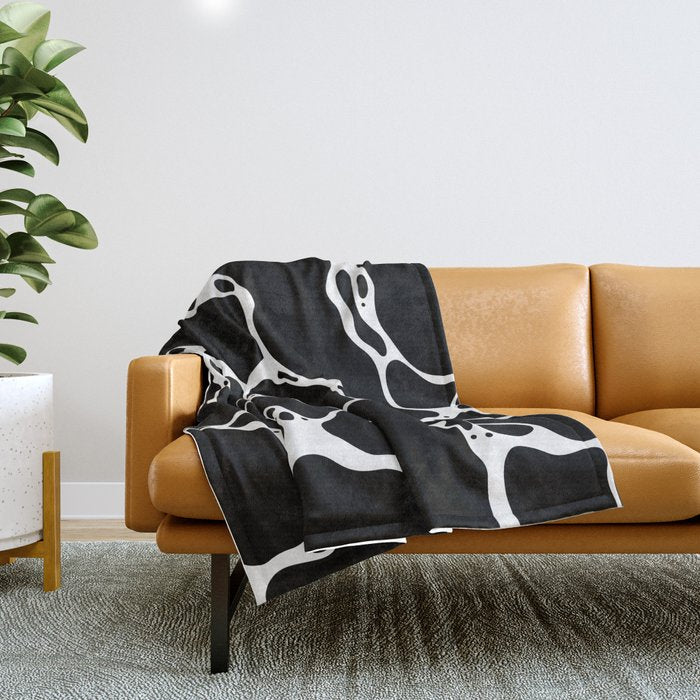 Black and white water wave ripple pattern Throw Blanket Gallery Image 1