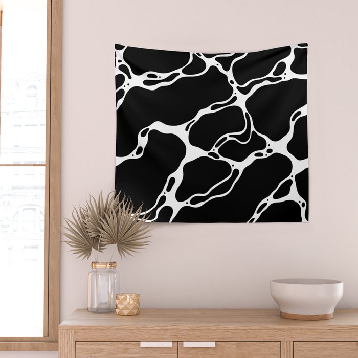 Black and white water wave ripple pattern Wall Tapestry Gallery Image 2