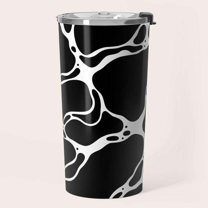 Black and white water wave ripple pattern Travel Mug Gallery Image 2