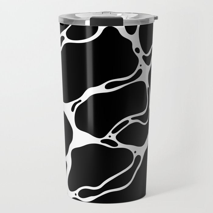 Black and white water wave ripple pattern Travel Mug Gallery Image 1