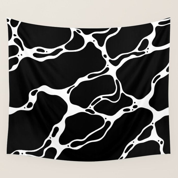 Black and white water wave ripple pattern Wall Tapestry Gallery Image 4