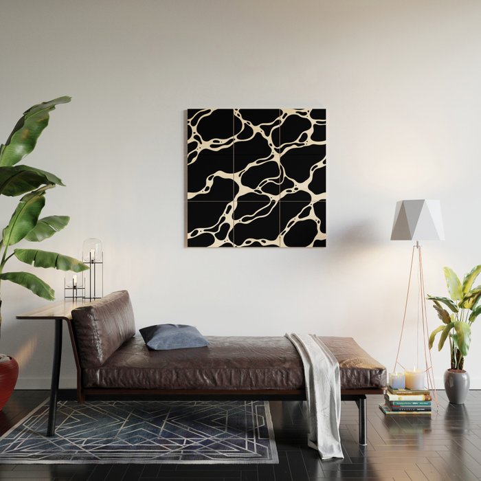 Black and white water wave ripple pattern Wood Wall Art Gallery Image 2
