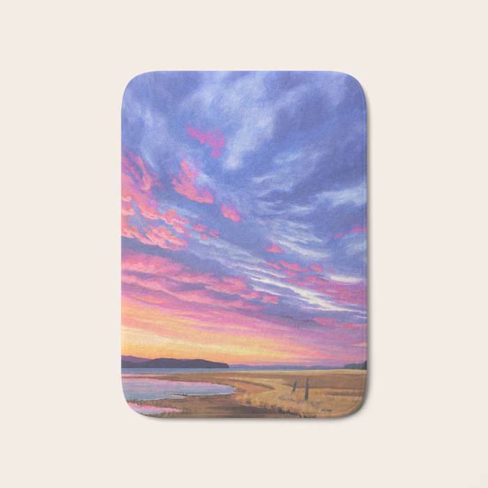 Pink and Purple Sunrise Over Bay Bath Mat Gallery Image 1