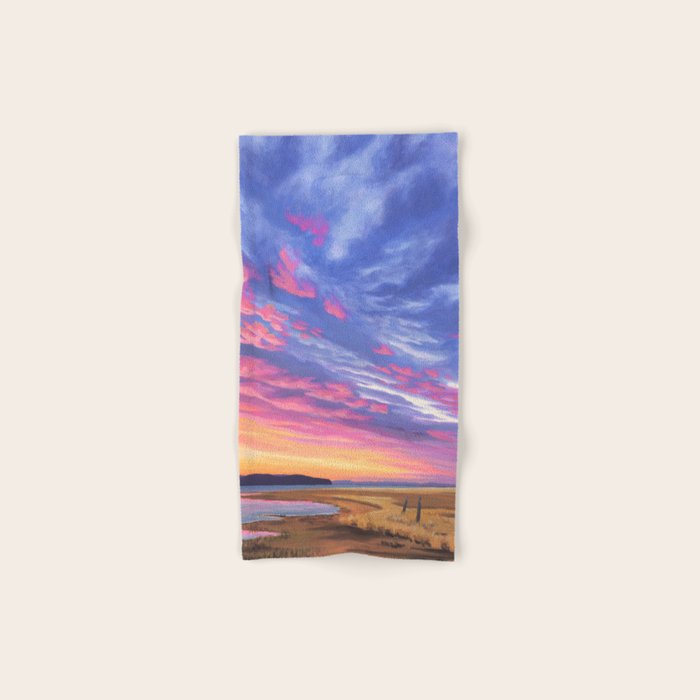 Pink and Purple Sunrise Over Bay Bath Towel Gallery Image 1
