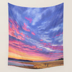 Pink and Purple Sunrise Over Bay Wall Tapestry Gallery Image 4