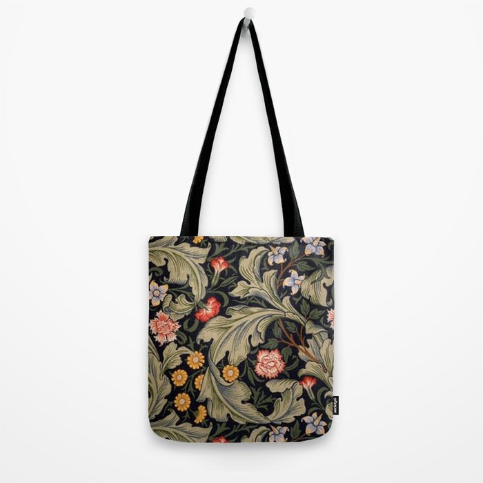William Morris Laurel Multi-Colored Floral Textile Pattern Sunflower, Aster, Dahlia Tote Bag Gallery Image 2