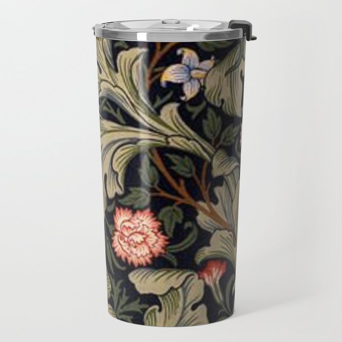 William Morris Laurel Multi-Colored Floral Textile Pattern Sunflower, Aster, Dahlia Travel Mug Gallery Image 2