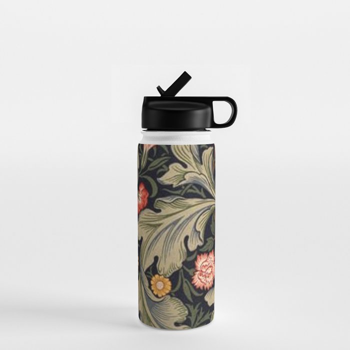 William Morris Laurel Multi-Colored Floral Textile Pattern Sunflower, Aster, Dahlia Water Bottle Gallery Image 1