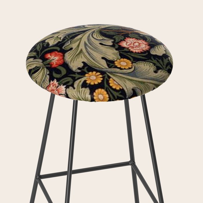 William Morris Laurel Multi-Colored Floral Textile Pattern Sunflower, Aster, Dahlia Stool Gallery Image 2