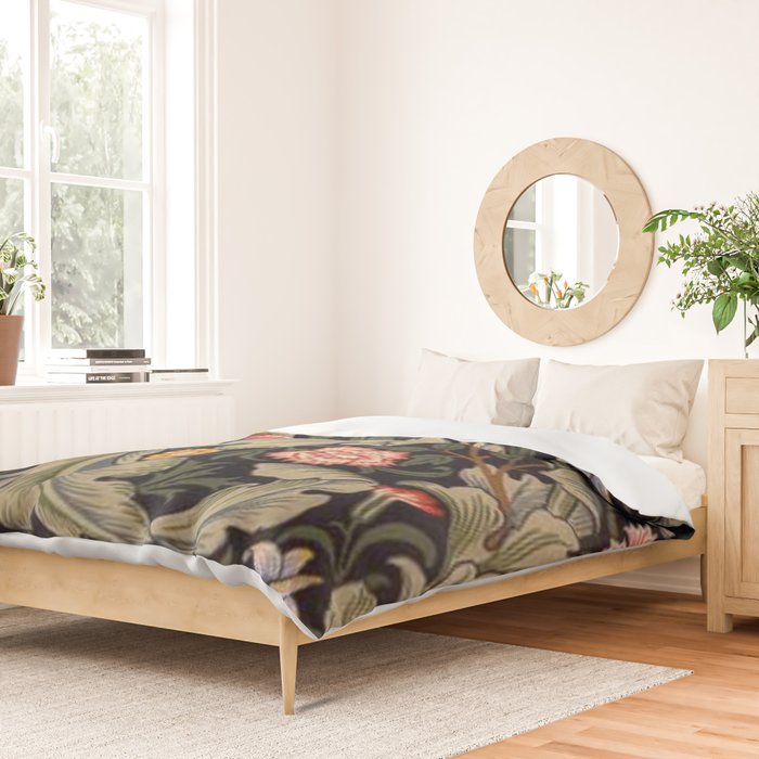 William Morris Laurel Multi-Colored Floral Textile Pattern Sunflower, Aster, Dahlia Duvet Cover Gallery Image 2