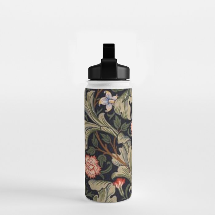 William Morris Laurel Multi-Colored Floral Textile Pattern Sunflower, Aster, Dahlia Water Bottle Gallery Image 2