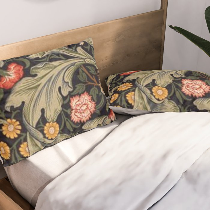 William Morris Laurel Multi-Colored Floral Textile Pattern Sunflower, Aster, Dahlia Pillow Sham Gallery Image 2