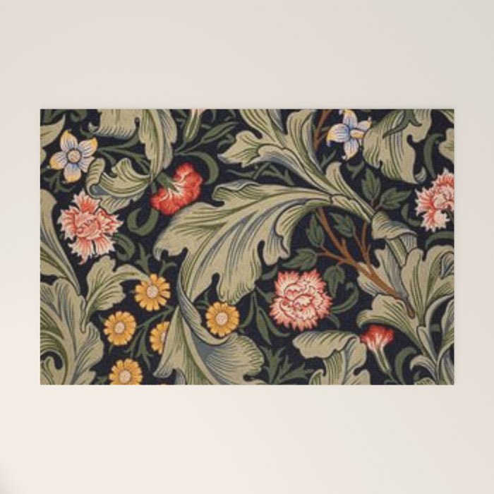 William Morris Laurel Multi-Colored Floral Textile Pattern Sunflower, Aster, Dahlia Welcome Mat Gallery Image 1