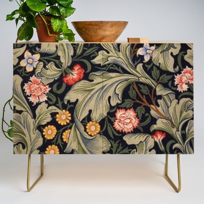 William Morris Laurel Multi-Colored Floral Textile Pattern Sunflower, Aster, Dahlia Credenza Gallery Image 1