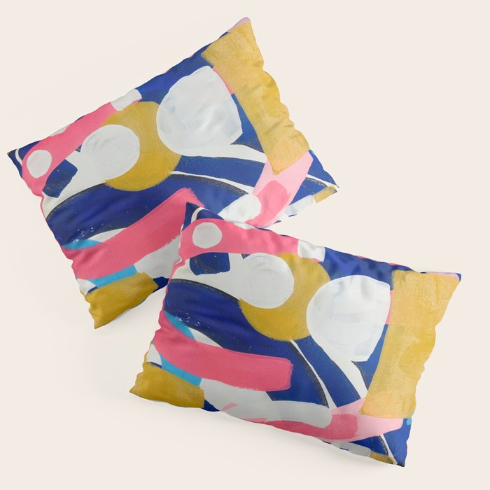 Graffiti Colorful Funky Acrylic Painting Pink Blue Yellow Patterns Shapes by Ejaaz Haniff Pillow Sham Gallery Image 3