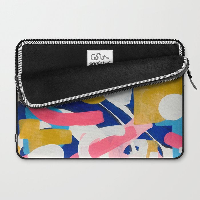 Graffiti Colorful Funky Acrylic Painting Pink Blue Yellow Patterns Shapes by Ejaaz Haniff Laptop Sleeve Gallery Image 2