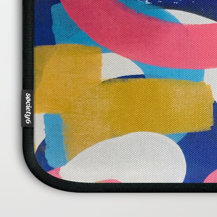 Graffiti Colorful Funky Acrylic Painting Pink Blue Yellow Patterns Shapes by Ejaaz Haniff Laptop Sleeve Gallery Image 3