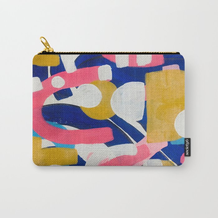 Graffiti Colorful Funky Acrylic Painting Pink Blue Yellow Patterns Shapes by Ejaaz Haniff Carry All Pouch Gallery Image 1