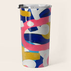 Graffiti Colorful Funky Acrylic Painting Pink Blue Yellow Patterns Shapes by Ejaaz Haniff Travel Mug Gallery Image 3