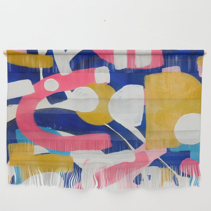 Graffiti Colorful Funky Acrylic Painting Pink Blue Yellow Patterns Shapes by Ejaaz Haniff Wall Hanging Gallery Image 1