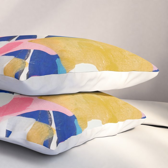 Graffiti Colorful Funky Acrylic Painting Pink Blue Yellow Patterns Shapes by Ejaaz Haniff Pillow Sham Gallery Image 3