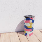 Graffiti Colorful Funky Acrylic Painting Pink Blue Yellow Patterns Shapes by Ejaaz Haniff Travel Mug Gallery Image 4