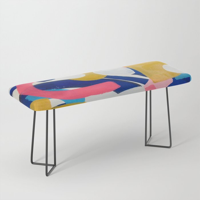 Graffiti Colorful Funky Acrylic Painting Pink Blue Yellow Patterns Shapes by Ejaaz Haniff Bench Gallery Image 1