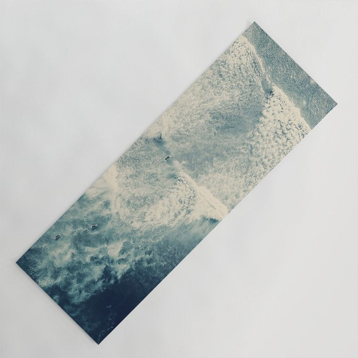 Ice Blue Surf - Aerial Ocean Sea Photography Yoga Mat Gallery Image 1