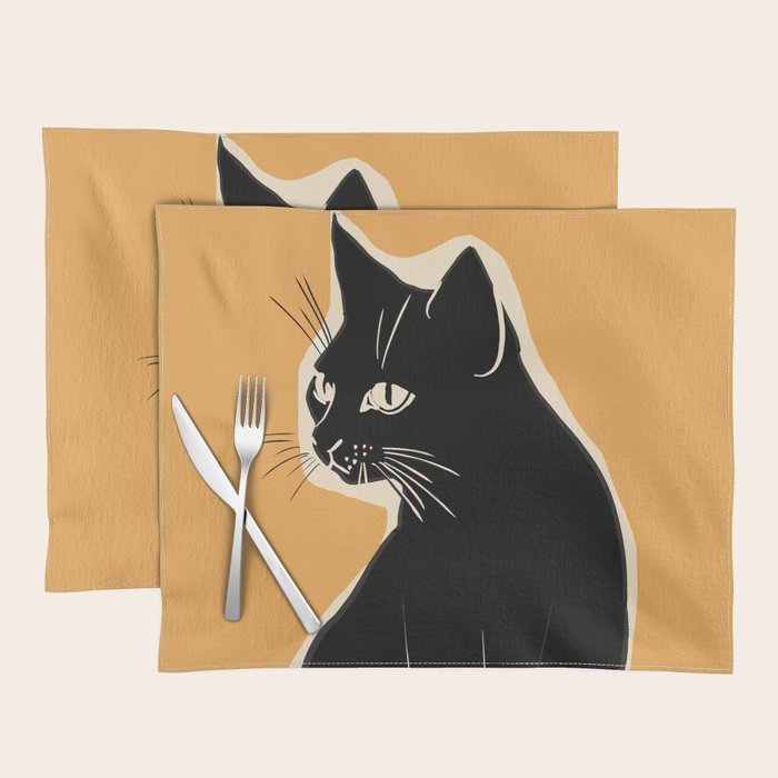Minimalist Black Cat 3 Placemat Gallery Image 1
