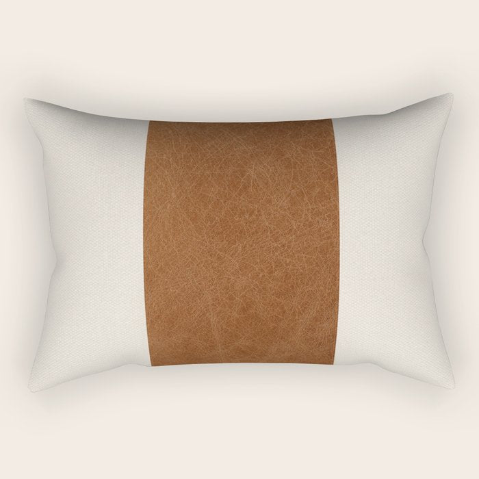 Scandinavian Modern Boho Leather Rectangular Pillow Gallery Image 2