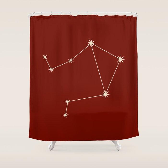 Libra Zodiac Star Constellation Line Art Ruby Red Shower Curtain Gallery Image 1