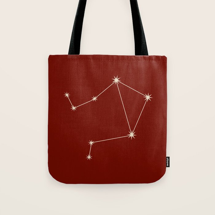 Libra Zodiac Star Constellation Line Art Ruby Red Tote Bag Gallery Image 1