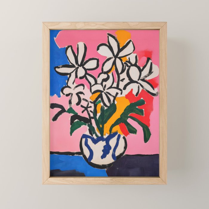 Vase of Flowers Maximalist Matisse Inspired Painting Mini Art Print Gallery Image 1