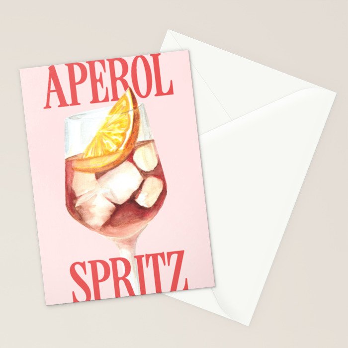 Aperol Spritz: Retro Classic Cocktail 01 Stationery Card Gallery Image 2