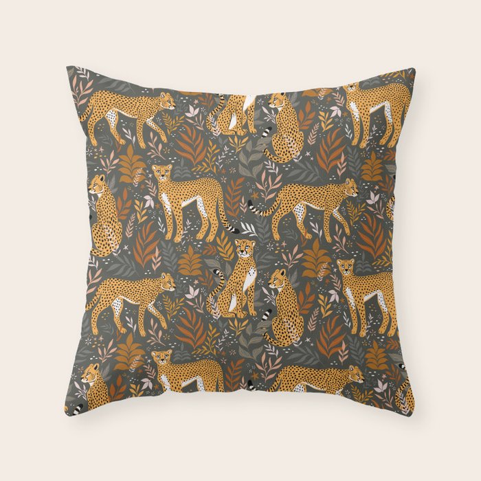 Wild Cheetah Pattern II - Autumn Throw Pillow Gallery Image 1