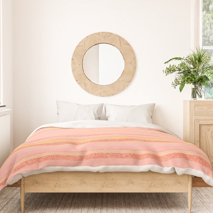 Textured Summer Stripes Pink Orange Yellow Duvet Cover Gallery Image 3