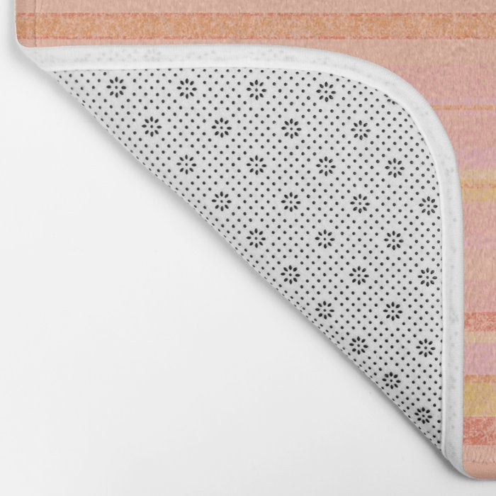 Textured Summer Stripes Pink Orange Yellow Bath Mat Gallery Image 2
