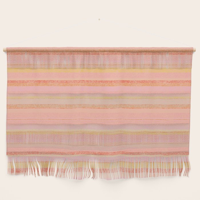 Textured Summer Stripes Pink Orange Yellow Wall Hanging Gallery Image 1